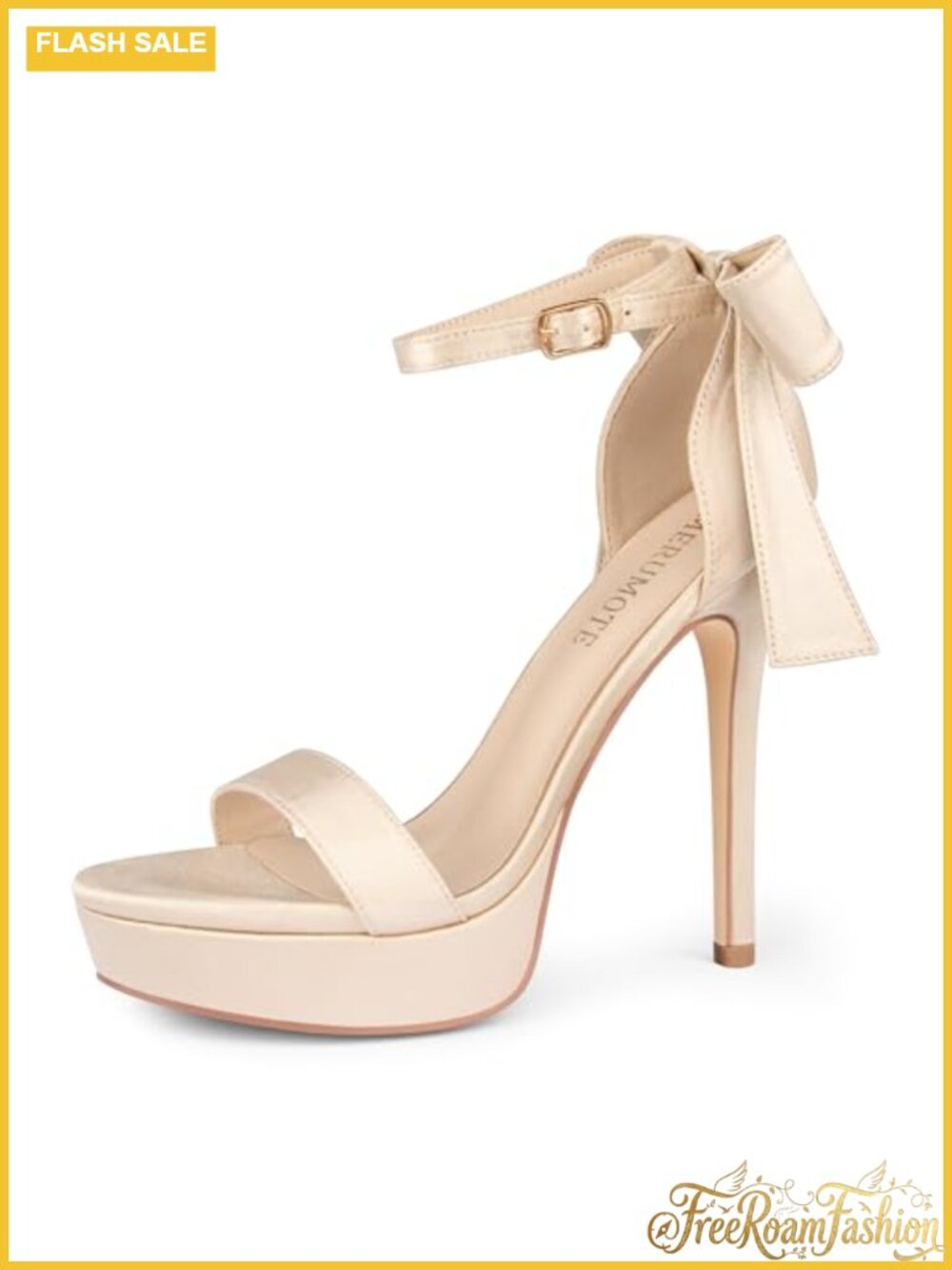 Faux Leather Platform Stiletto Heeled Sandals Ankle Bow Strap